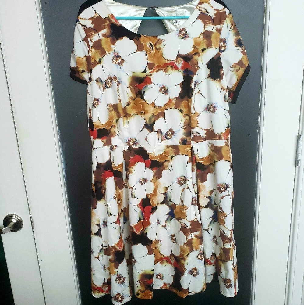 Pretty floral fit and flare dress with open back